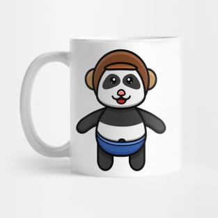 Sticker and Label Of Cute Baby Panda Wearing Helmet Mug